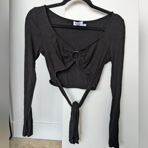 Princess Polly Kimmy Black Tie Strap Crop Top